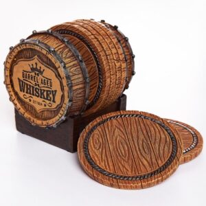 Whiskey Barrel Coaster Set by Cabin Obsession